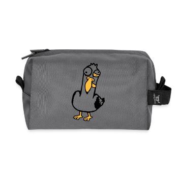 Verrückte Möwe Schielend Grimasse Wahnsinnig Vogel - Recycelte Kulturtasche - Anthrazit - Vorne