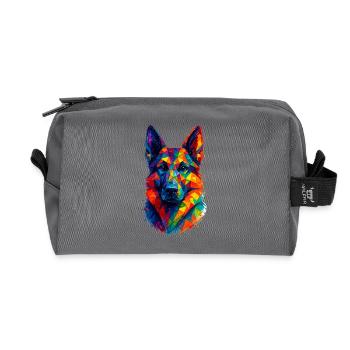 Deutscher Schäferhund Geometrische Kunst - Recycelte Kulturtasche - Anthrazit - Vorne