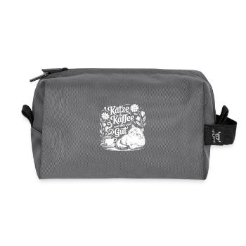 Katze und Kaffee ist alles was ich brauche - Recycelte Kulturtasche - Anthrazit - Vorne