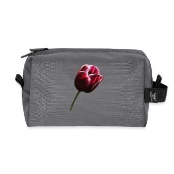 Tulipe bordeaux droite - Trousse de toilette en tissu recyclé - anthracite - Devant