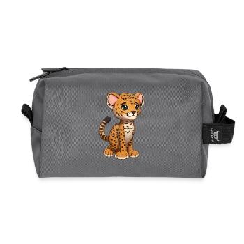 Total niedlicher Gepard - Recycelte Kulturtasche - Anthrazit - Vorne