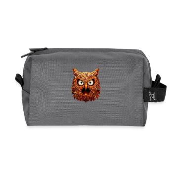 Gruselige Herbstnacht: Eule, Laub & Halloween - Recycelte Kulturtasche - Anthrazit - Vorne