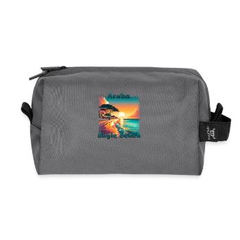 Grunge Summer Getaway Eagle Beach Aruba - Recycled Toiletry Zip Bag - anthracite - Front