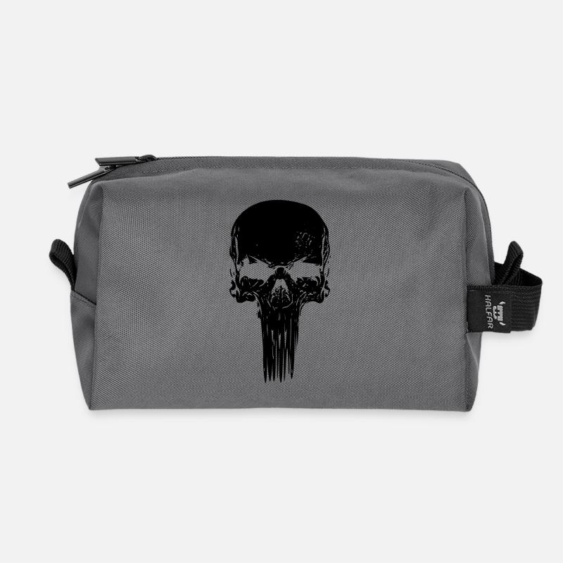 Skull long - Recycelte Kulturtasche - Anthrazit