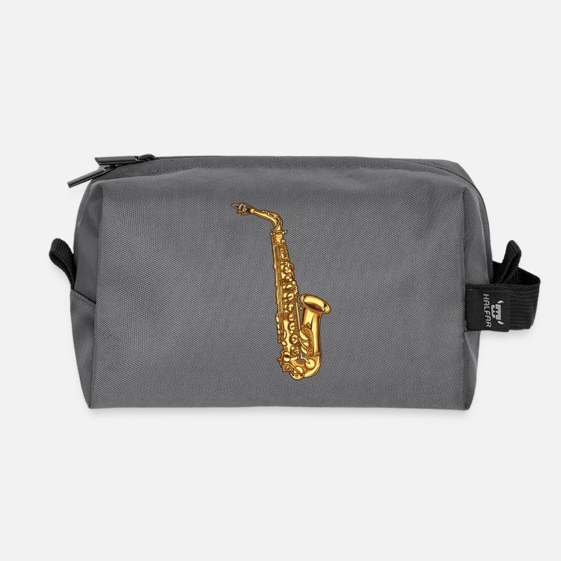 Saxophone saxophone - Recycled Toiletry Zip Bag - anthracite