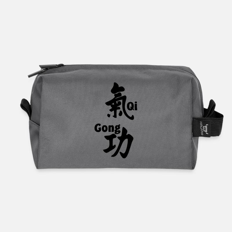 QI gong script avec texte vertical - Trousse de toilette en tissu recyclé - anthracite