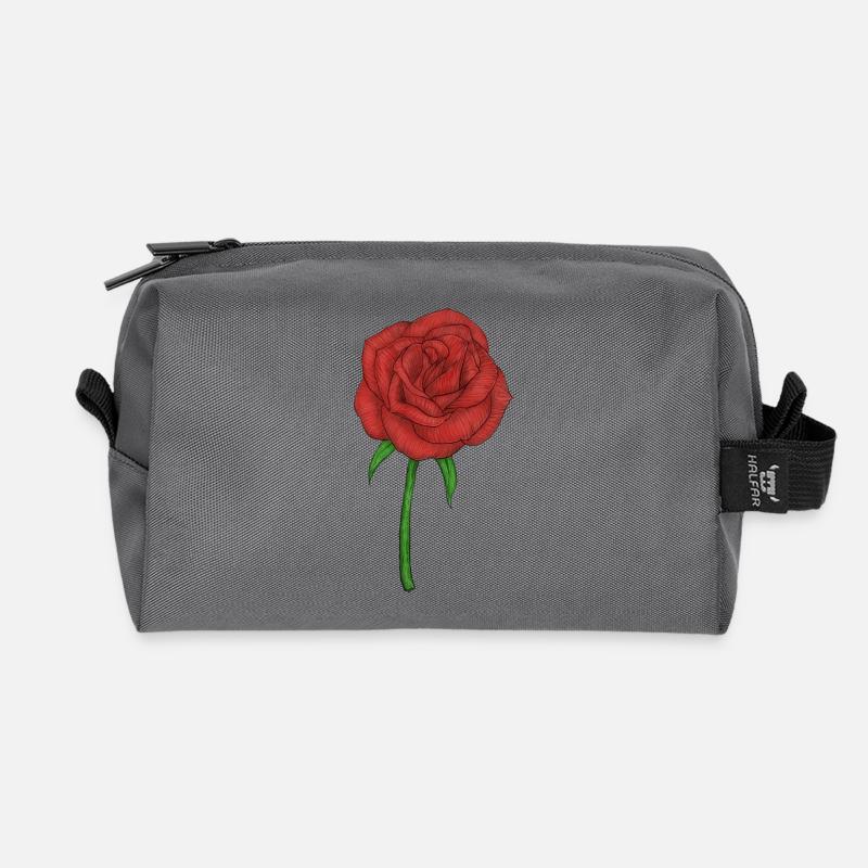 Rote Rose Vintage - Recycelte Kulturtasche - Anthrazit