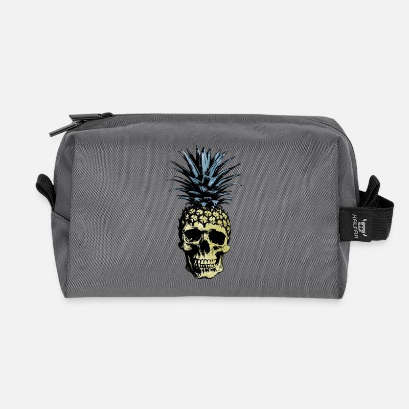 PINEAPPLE SKULL LIGHT BACKGROUNDS - Recycled Toiletry Zip Bag - anthracite