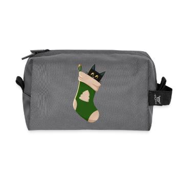Katze in grünem Stiefel - Recycelte Kulturtasche - Anthrazit - Vorne