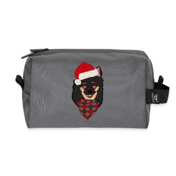 Chi Chihuahua Christmas Hat Black Tan Colors - Recycled Toiletry Zip Bag - anthracite - Front