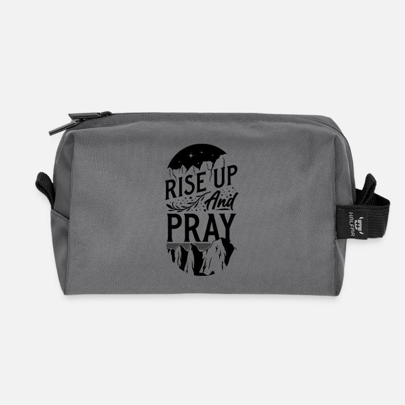Rise Up and Pray - Recycled Toiletry Zip Bag - anthracite