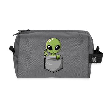 Pocket Aliens – Little Visitor - Recycled Toiletry Zip Bag - anthracite - Front