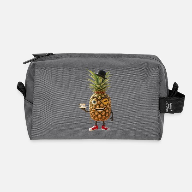 Skurrile Ananas mit Melone - Recycelte Kulturtasche - Anthrazit