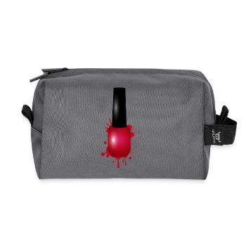 Red nail polish in graffiti style illustration - Recycled Toiletry Zip Bag - anthracite - Front