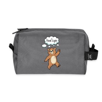 Think Light Bear Cartoon Motif - Recycled Toiletry Zip Bag - anthracite - Front