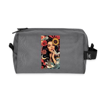 Buntes Pop-Art-Blumenmuster - Recycelte Kulturtasche - Anthrazit - Vorne