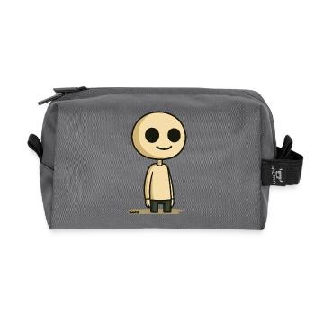 Personnage de dessin animé simple à tête ronde - Trousse de toilette en tissu recyclé - anthracite - Devant