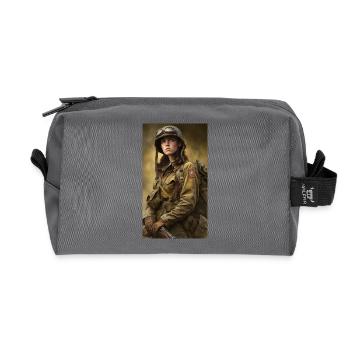 War heroine in flight suit - Recycled Toiletry Zip Bag - anthracite - Front