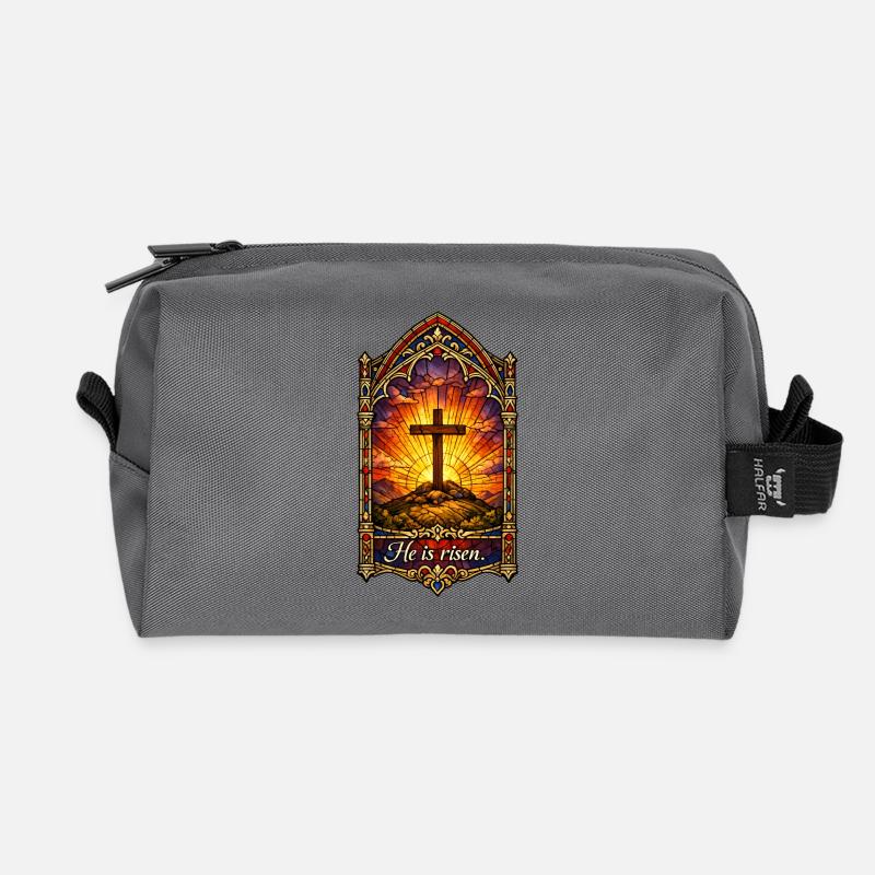 Auferstehung He is Risen Ostern Jesus - Recycelte Kulturtasche - Anthrazit