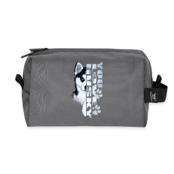 Husky Portrait Font - Recycled Toiletry Zip Bag - anthracite - Front