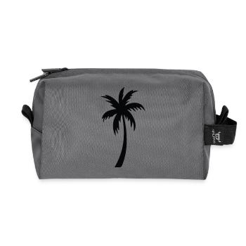 Tropische Palmen-Silhouette Geschenk Sommer - Recycelte Kulturtasche - Anthrazit - Vorne