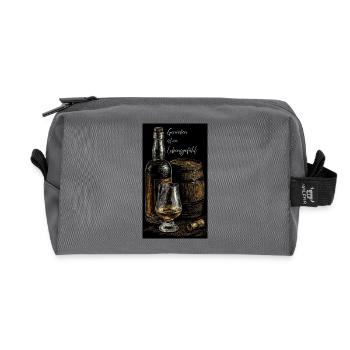 Genießen ist ein Lebensgefühl – Whisky Edition - Recycelte Kulturtasche - Anthrazit - Vorne