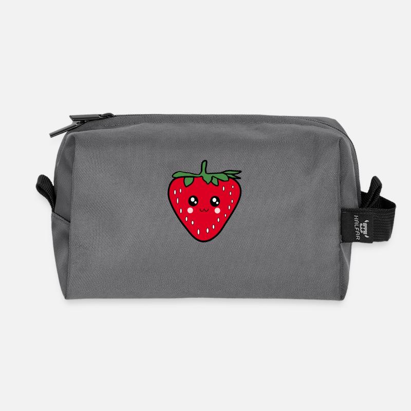 Süßes Erdbeere Design Geschenkidee zum Geburtstag - Recycelte Kulturtasche - Anthrazit
