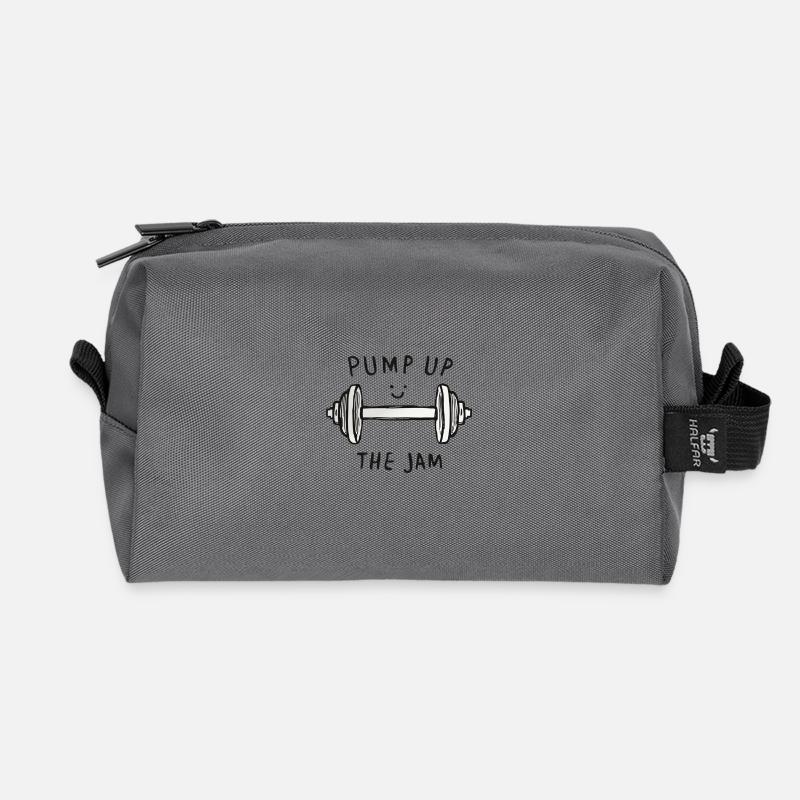 Lachende Hantel Krafttraining Print - Recycelte Kulturtasche - Anthrazit