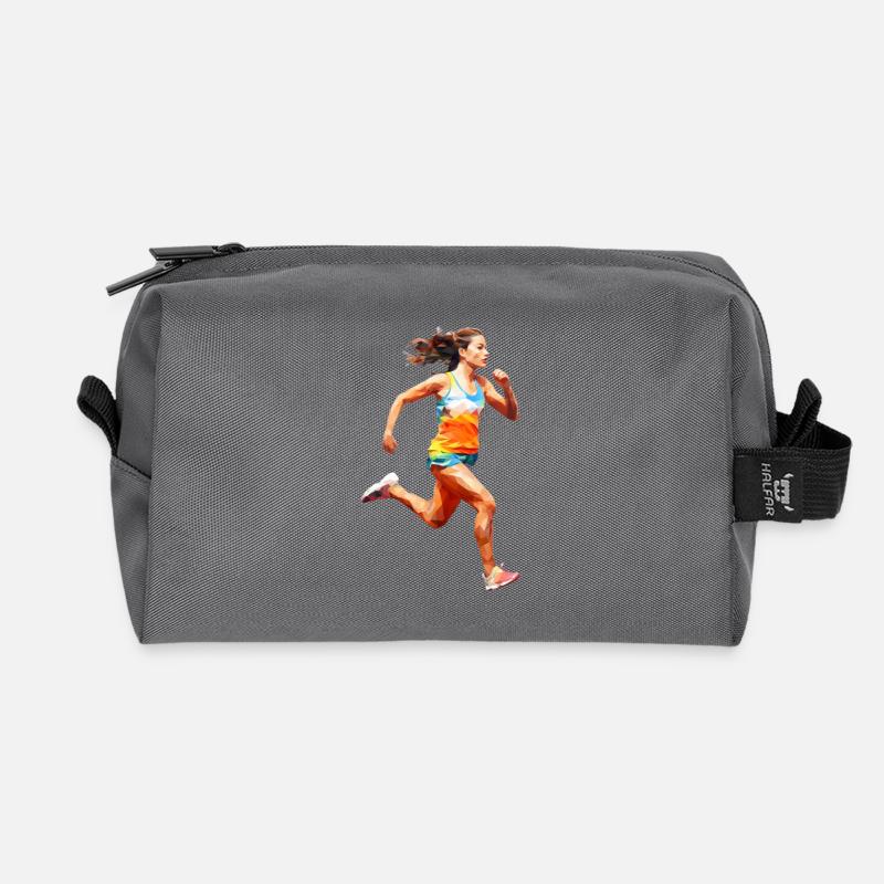 Runner Girl - Recycelte Kulturtasche - Anthrazit