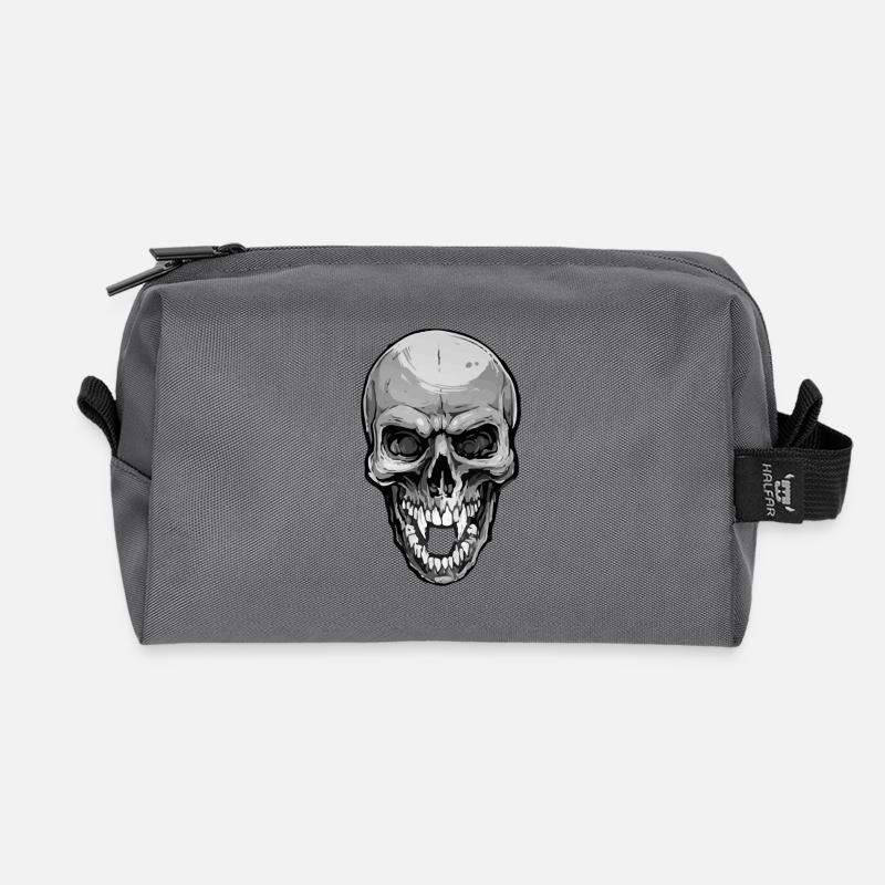 Aggressiver Halloween Totenschädel - Recycelte Kulturtasche - Anthrazit