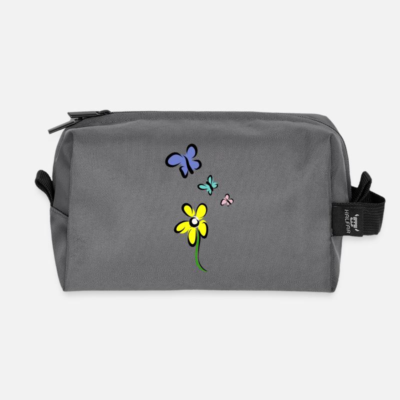 Nicht nur eine Blume - Recycelte Kulturtasche - Anthrazit