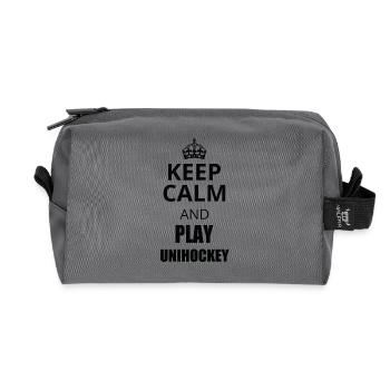 keep calm floorball - Recycled Toiletry Zip Bag - anthracite - Front