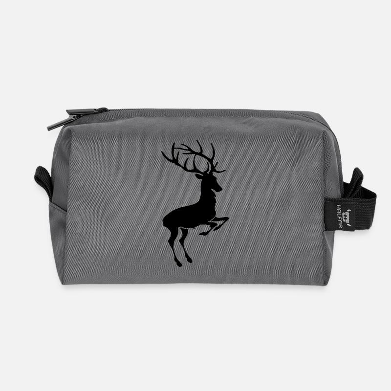 Deer - Recycled Toiletry Zip Bag - anthracite