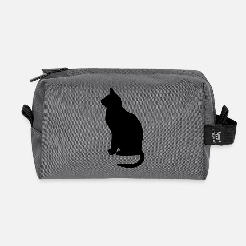 cat - Recycled Toiletry Zip Bag - anthracite