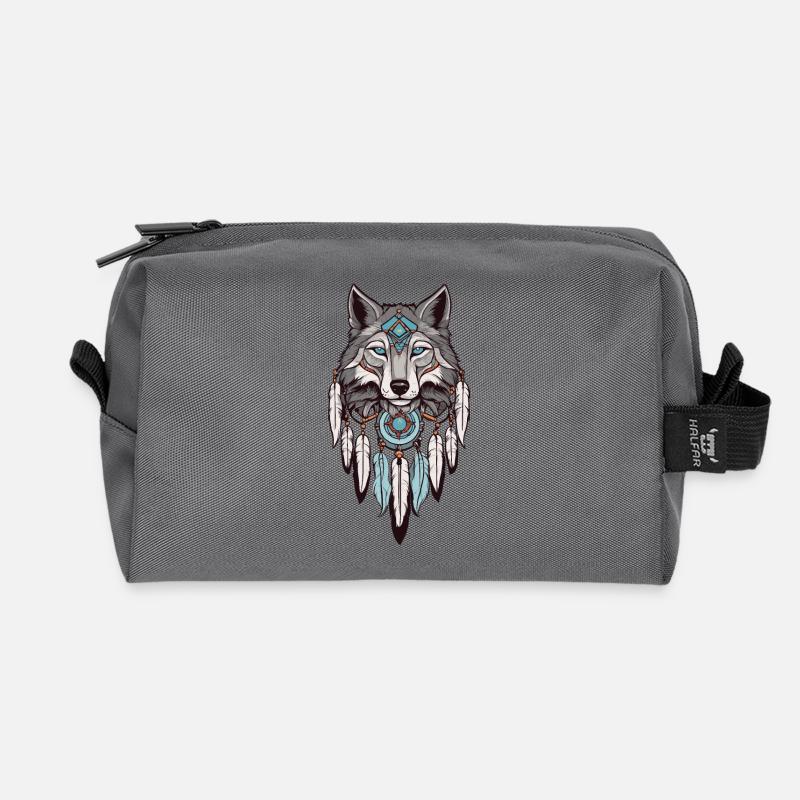 Wolf Traumfänger - Recycelte Kulturtasche - Anthrazit