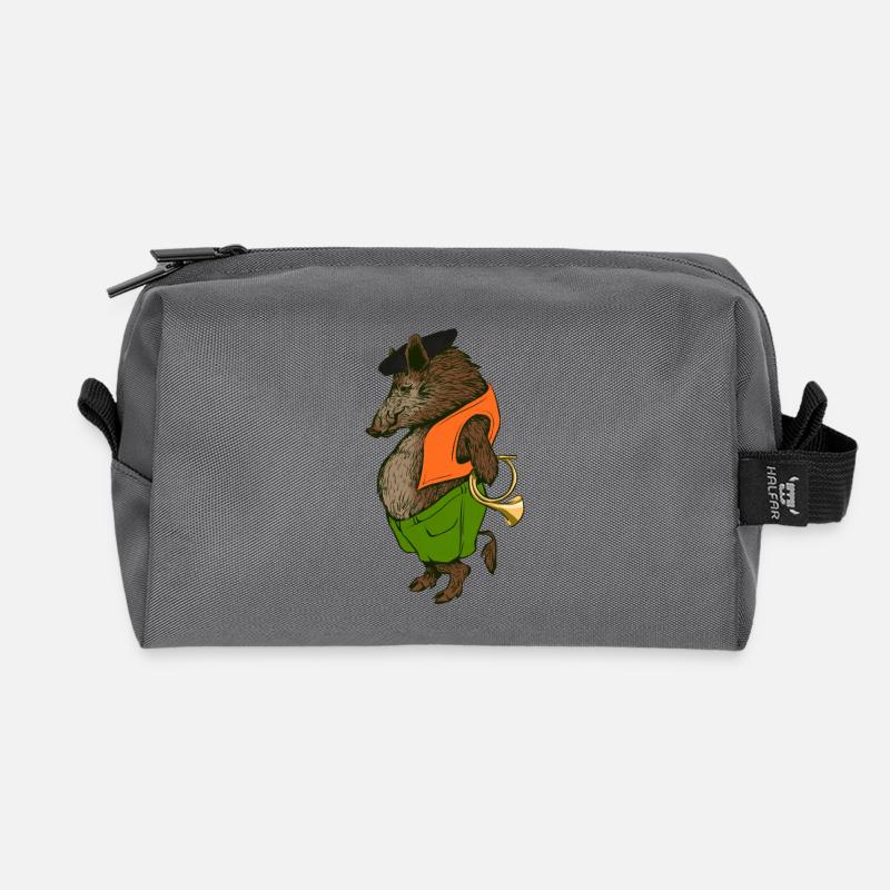 Wildschwein, der Jäger - Recycelte Kulturtasche - Anthrazit