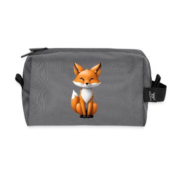 Cute Fox Illustration - Recycled Toiletry Zip Bag - anthracite - Front