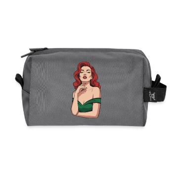 Pin-up-Glamour: Rote Haare und grünes Top - Recycelte Kulturtasche - Anthrazit - Vorne