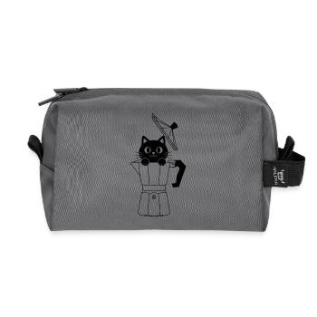 Geometrische Katze mit Bogen - Recycelte Kulturtasche - Anthrazit - Vorne