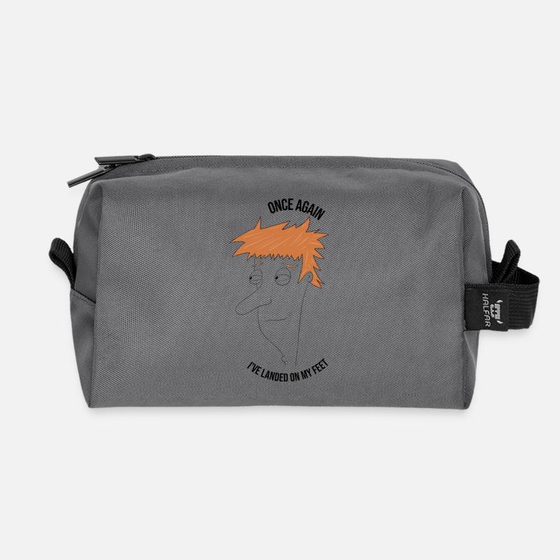 Wieder einmal bin ich auf den Beinen gelandet - Recycelte Kulturtasche - Anthrazit