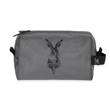 Hase mit Eis Vintage Gravur - Recycelte Kulturtasche - Anthrazit - Vorne