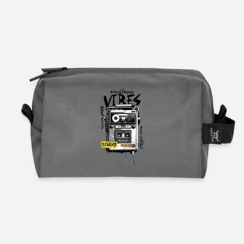 Graffiti de cassette rétro - Trousse de toilette en tissu recyclé - anthracite