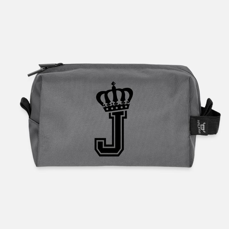 Letter J - Recycled Toiletry Zip Bag - anthracite