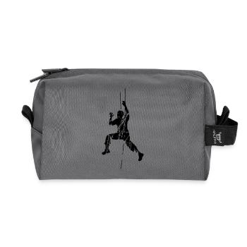 cracks scratch old stamp climber climb over - Recycled Toiletry Zip Bag - anthracite - Front