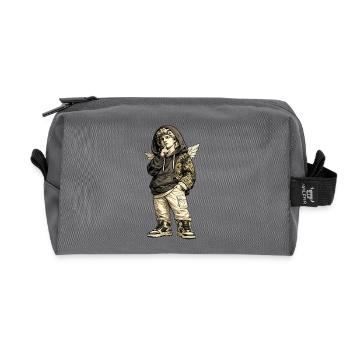 Angels in streetwear with golden accents - Recycled Toiletry Zip Bag - anthracite - Front