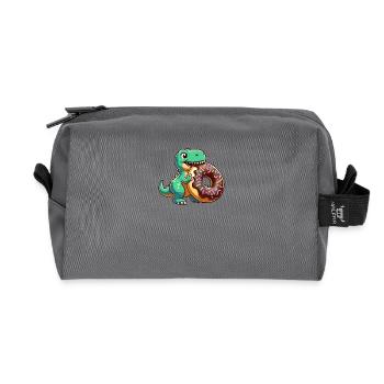 Dino T-Rex Schokoladendonut Süßigkeiten Nachtisch - Recycelte Kulturtasche - Anthrazit - Vorne
