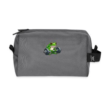 Strong frog while lifting weights - Recycled Toiletry Zip Bag - anthracite - Front