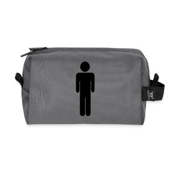 Man - WC - pictogramme - signe toilettes - Trousse de toilette en tissu recyclé - anthracite - Devant