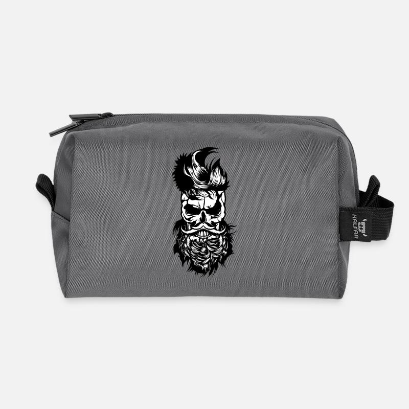 Kopf des Todes Hipster Schädel bärtiger Bart Schnurrbart m - Recycelte Kulturtasche - Anthrazit