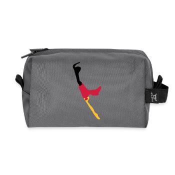 Sylt Puzzle - schwarz rot gold - Recycelte Kulturtasche - Anthrazit - Vorne